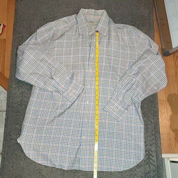 Peter millar mens button down large Checkered shirt pink blue church office baby - Picture 7 of 10